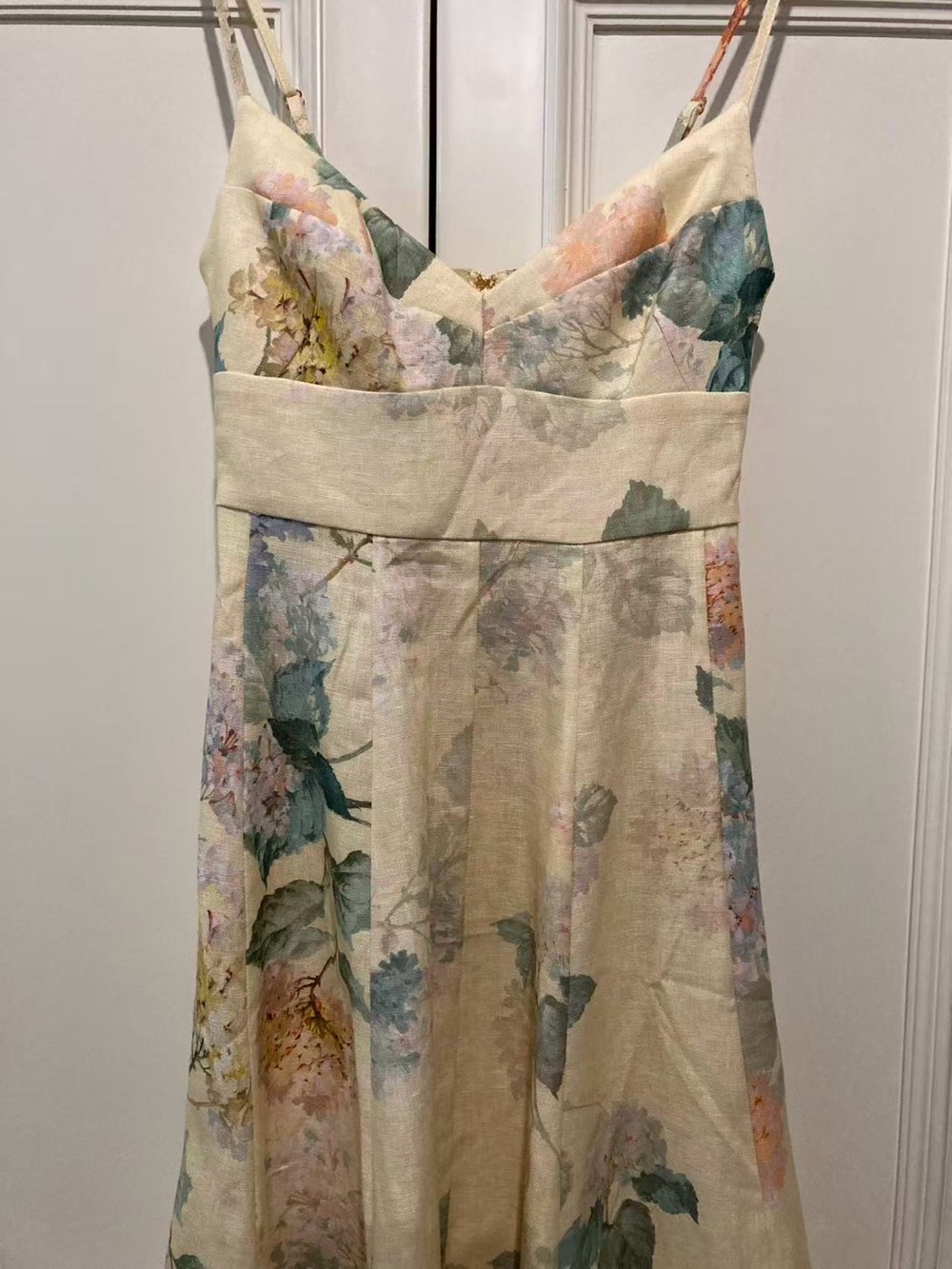 Zimmermann Floral Cream Midi Dress with Spaghetti Straps size 0 - Picture 8 of 9